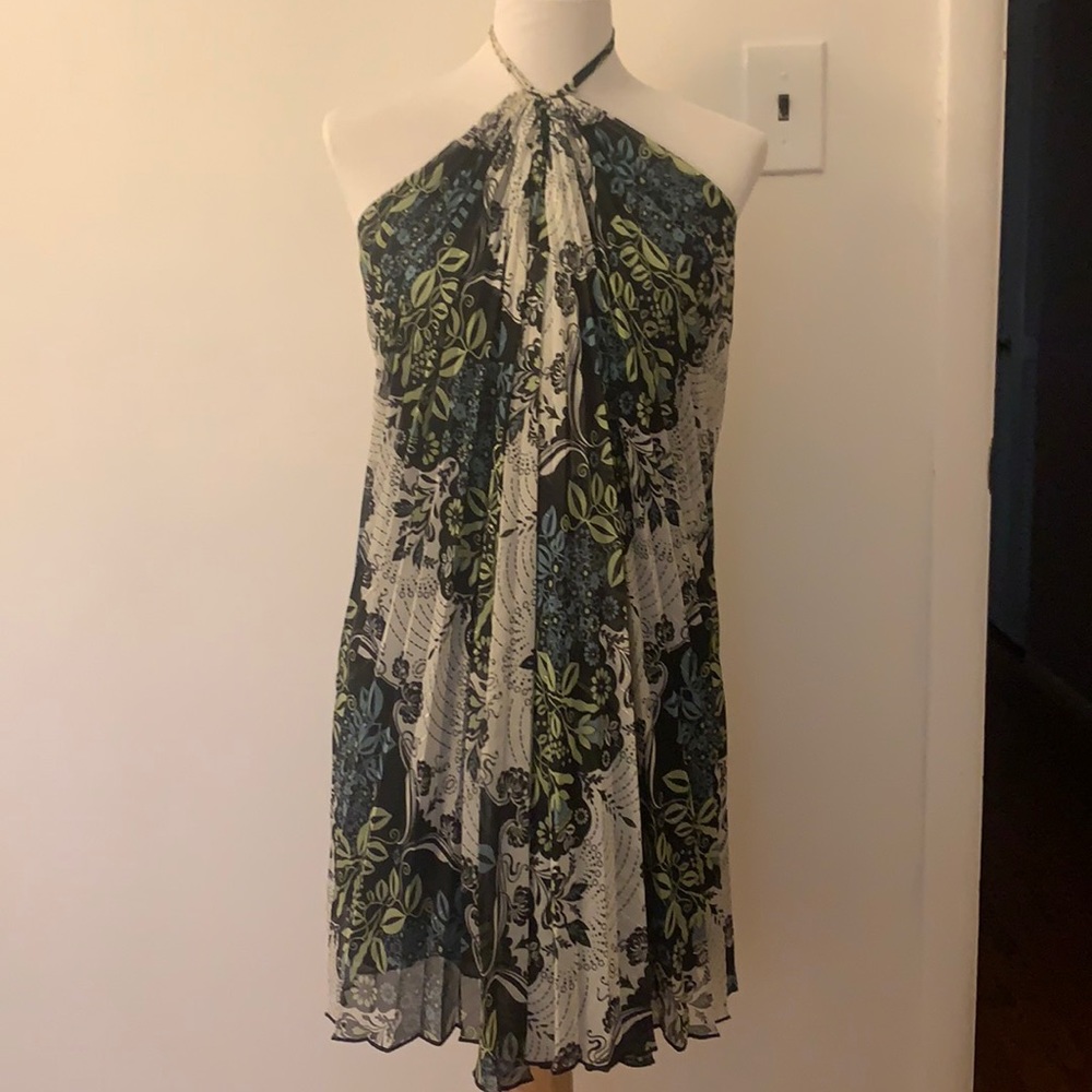 Patterned taylor and hyde y2k halter dress high neck low back